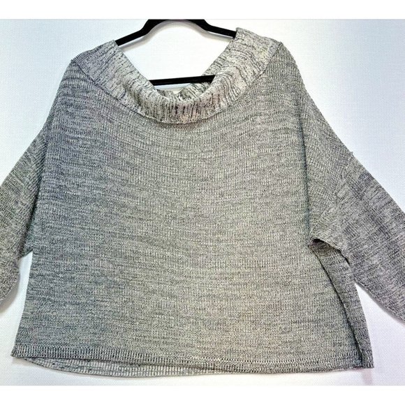 Free People Womens Oversize Knit Sweater Small Black Gray Linen Blend - Picture 2 of 12